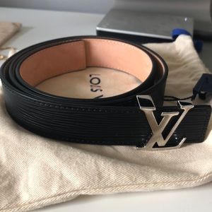 Louis Vuitton Black Epi Initials 30MM Belt